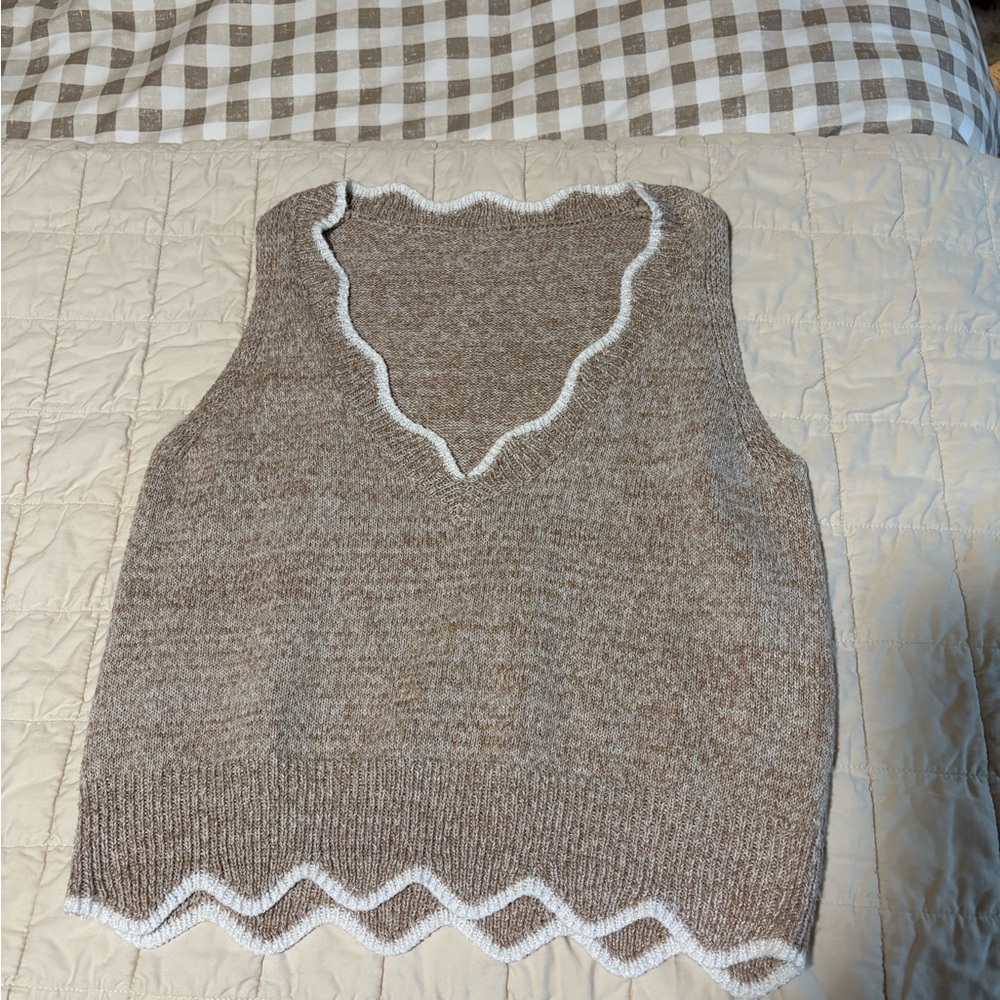 Brown Knit Sleeveless Sweater Vest